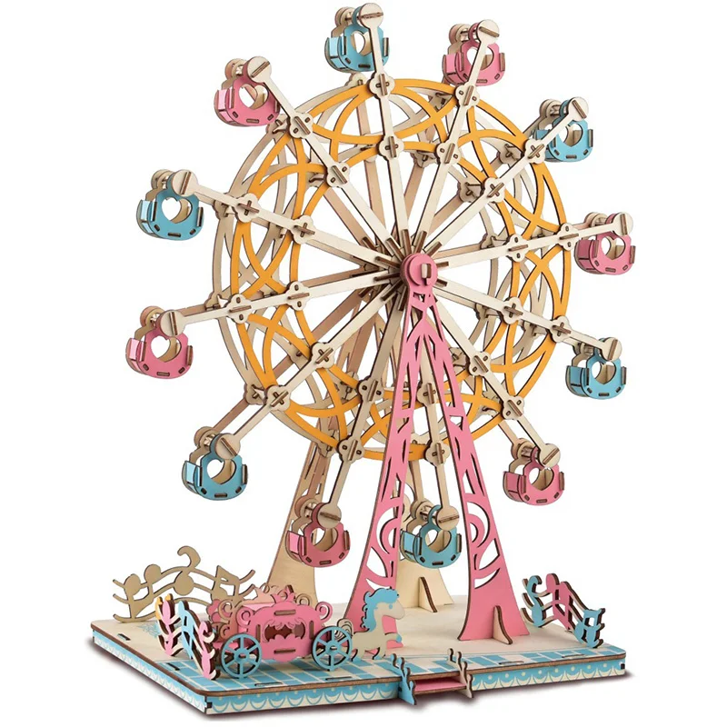 

Laser Cutting 3D Wooden Puzzle Ferris Wheel DIY Manual Assembly Kit Education Wooden Toys with 295 pcs