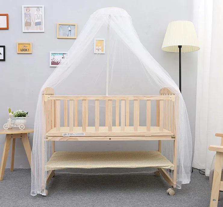 

Cradle bed multi-functional baby beds with roller shaker child bed pine wood crib mosquito net Installation tools
