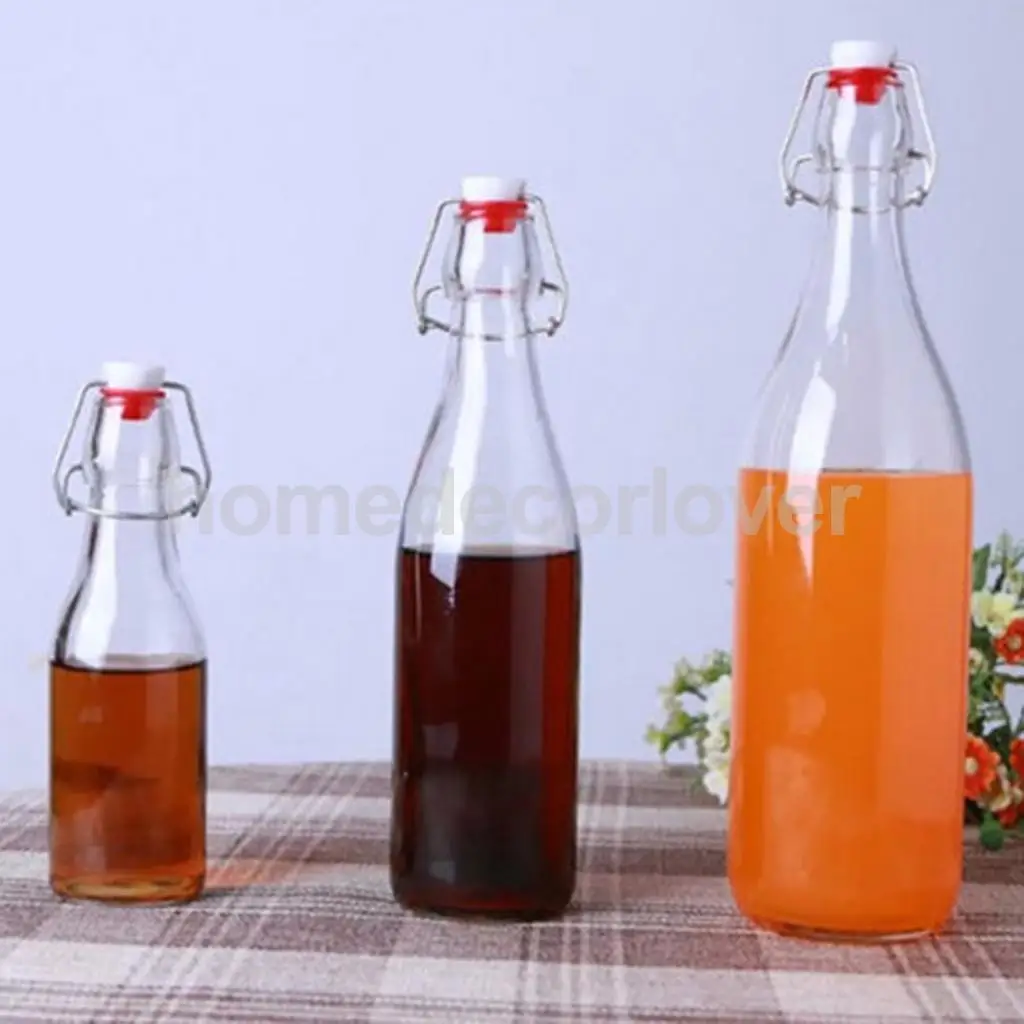 250ml 500ml 1000ml Glass Beer Brewing Bottle Flip Top Water Juice Bottle Wine Liquor Honey Storage Bottle 