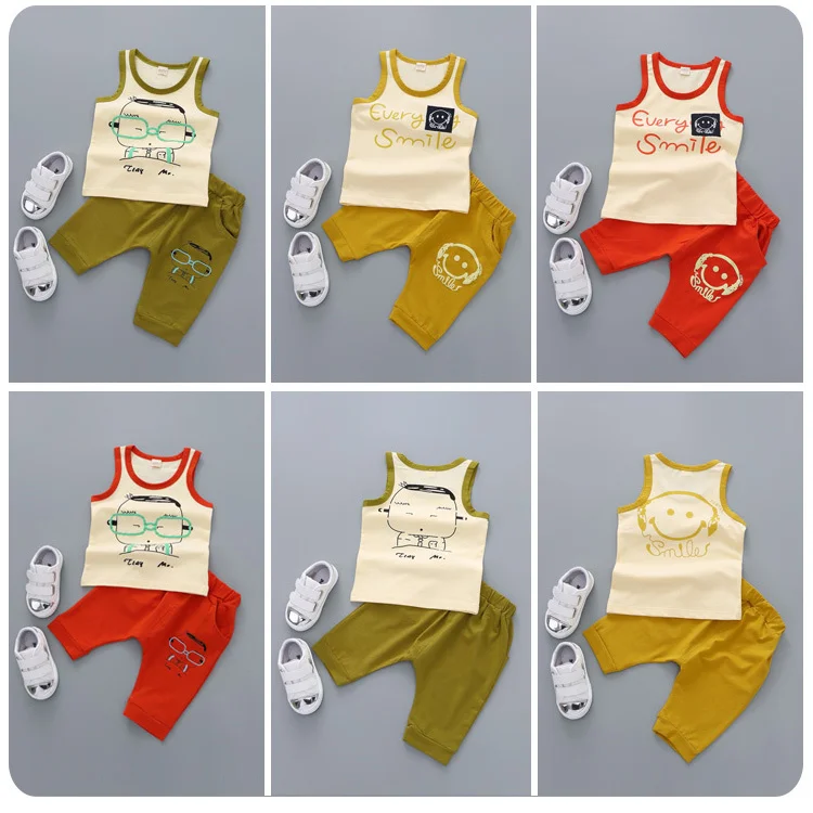 

2016 Summer New Style Children's Garment Baby Korean 2 Lovely Package Edge Vest Undershirt Shorts Children Cool Refreshing Suit