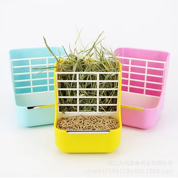 

Rabbit Feeder Bowl Guinea Pig Food Box Fixed Feed Trough Trough Dinner Bowl Food Basin Bowl Rack Rabbit Pet Farm Animals