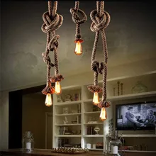 2016 new modern Retro Vintage Rope Pendant Light 450cm 2bulb Lamp Loft Creative Personality Industrial Lamp American Style