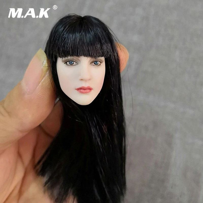 Масштаб 1/6 красивая Европейская девушка бледная голова резьба черные волосы