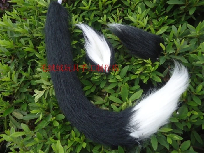 

cat tail sexy animal tail Halloween party anime cosplay accessories free shipping style able black white mix tail + ear