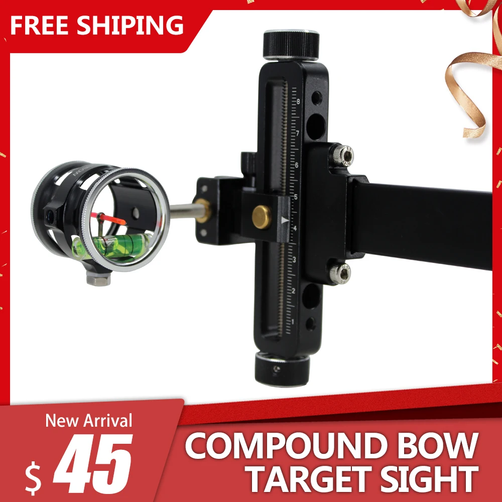 

Decut target compound bow sight archery competition aluminum alloy fine adjustment bow sight with 4/6/8 times scope