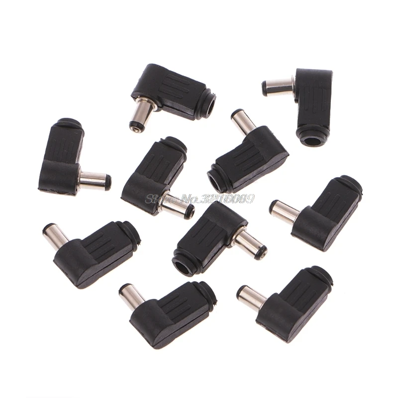 

OOTDTY 10 Pcs 5.5x2.1mm Male Right Angle DC In-Line Plug Socket Jack Connector Adapter Aug28 Drop Ship