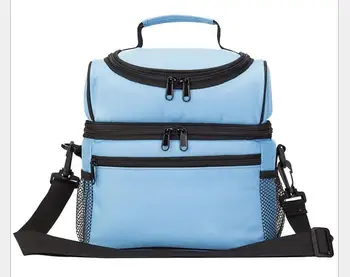 

2019 black compartment humanized ice pack double lunch bag