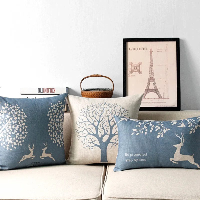 Bear 05 Coton et lin Hengjiang Housse de coussin d/écorative pour canap/é Motif animaux nordiques 45 x 45 Centimeters