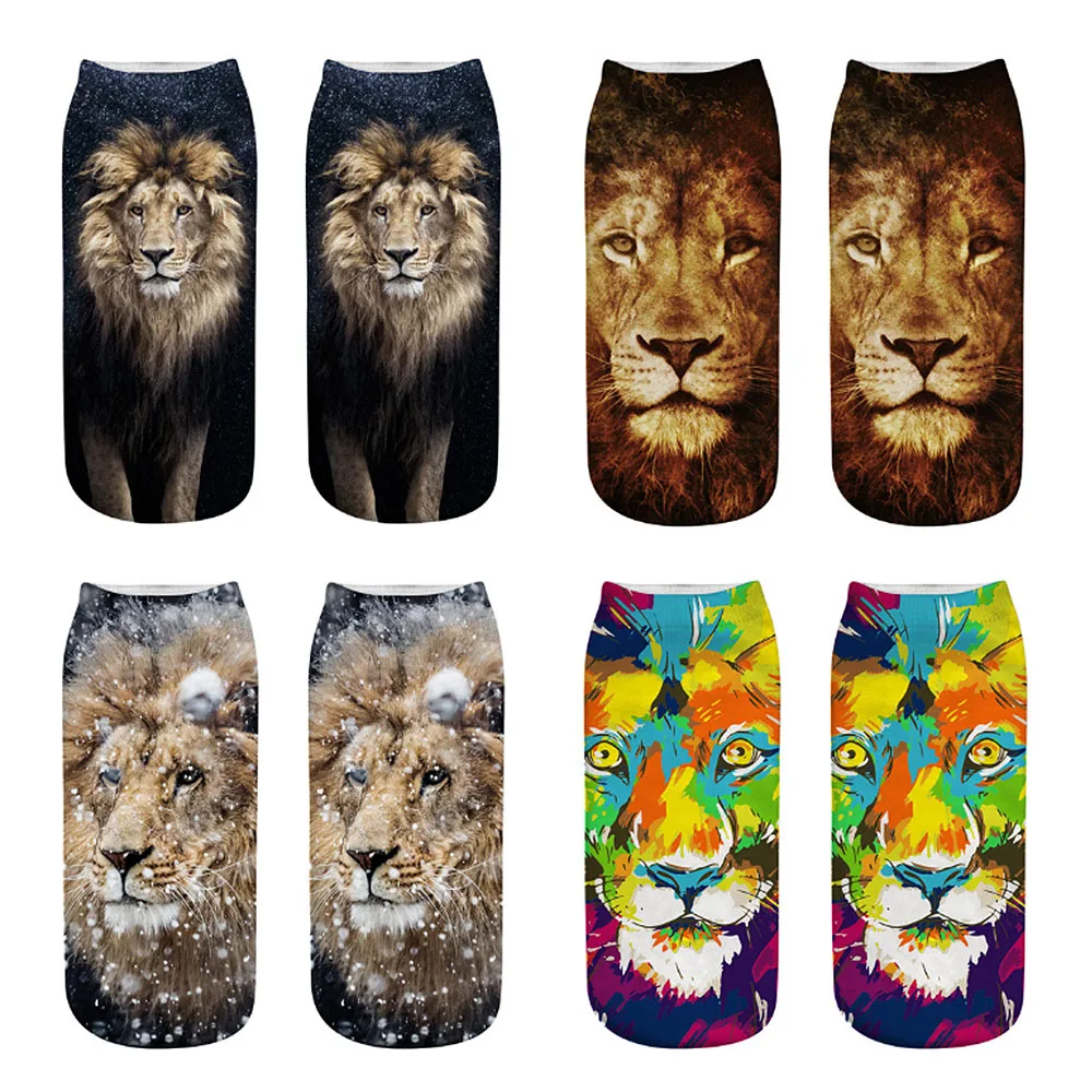 Носки Calcetines модные Осенние зимние милые с 3d принтом кота тигра для женщин и