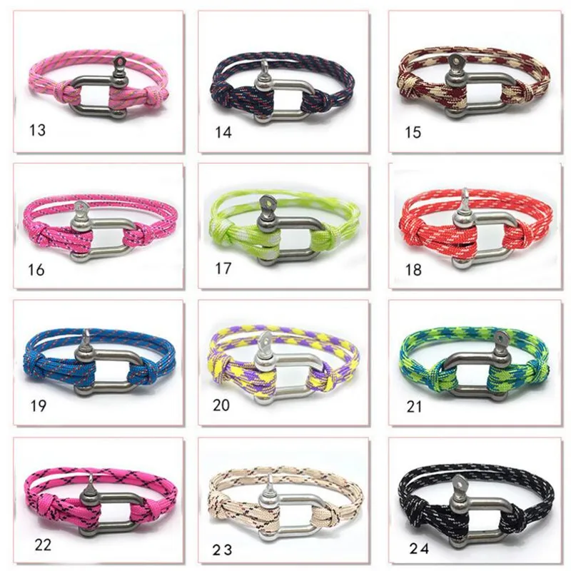

Sailor Men Wristband D Shape Buckle Rope Bracelets Survial Carabine Hook Clip Camping Equipment 505 Paracord Buckles Bracelets