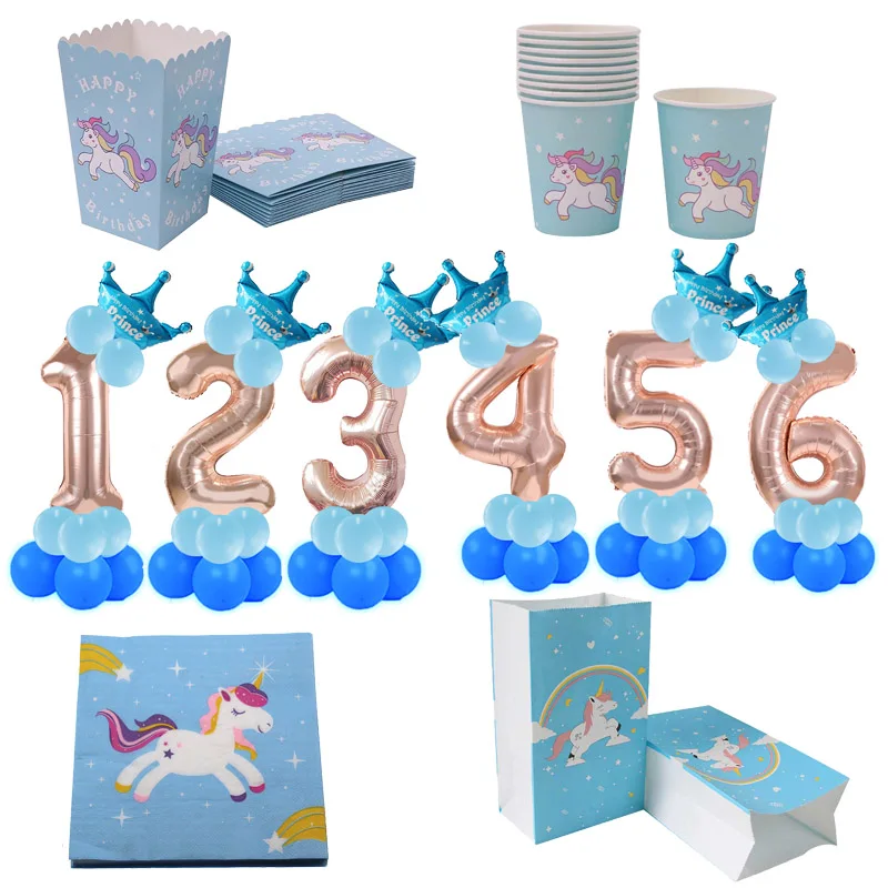 Unicorn Party Boy Birthday Party Decorations Kids 1 2 3 Anniversary