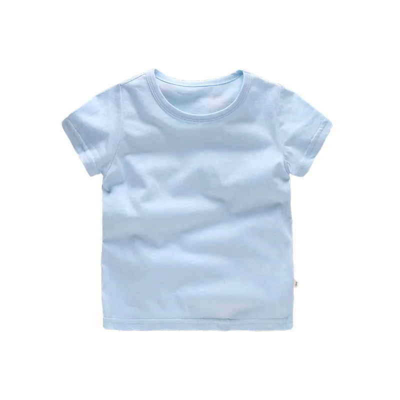 Летние дышащие детские топы для девочек; Однотонная футболка из чистого хлопка для мальчиков; коллекция года; короткая детская одежда с круглым вырезом и короткими рукавами - Цвет: 8