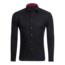 8 цветов модные брендовые Для мужчин рубашка Цвет шить кнопку рубашка с длинным рукавом Slim Fit Camisa Masculina Повседневное мужской рубашки