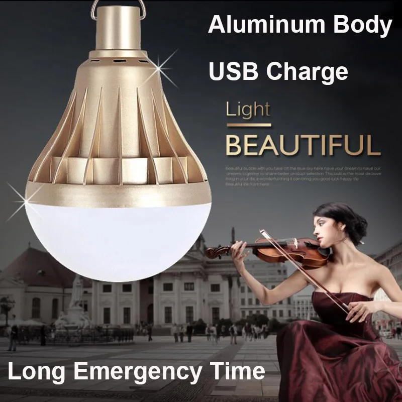 BEYLSION USB Rechargeable LED Bulb Portable Lighting 9W12W 20W 30W 50W 80W Dimmable LED Gold LED Lamp Outdoor Emergency Lighting