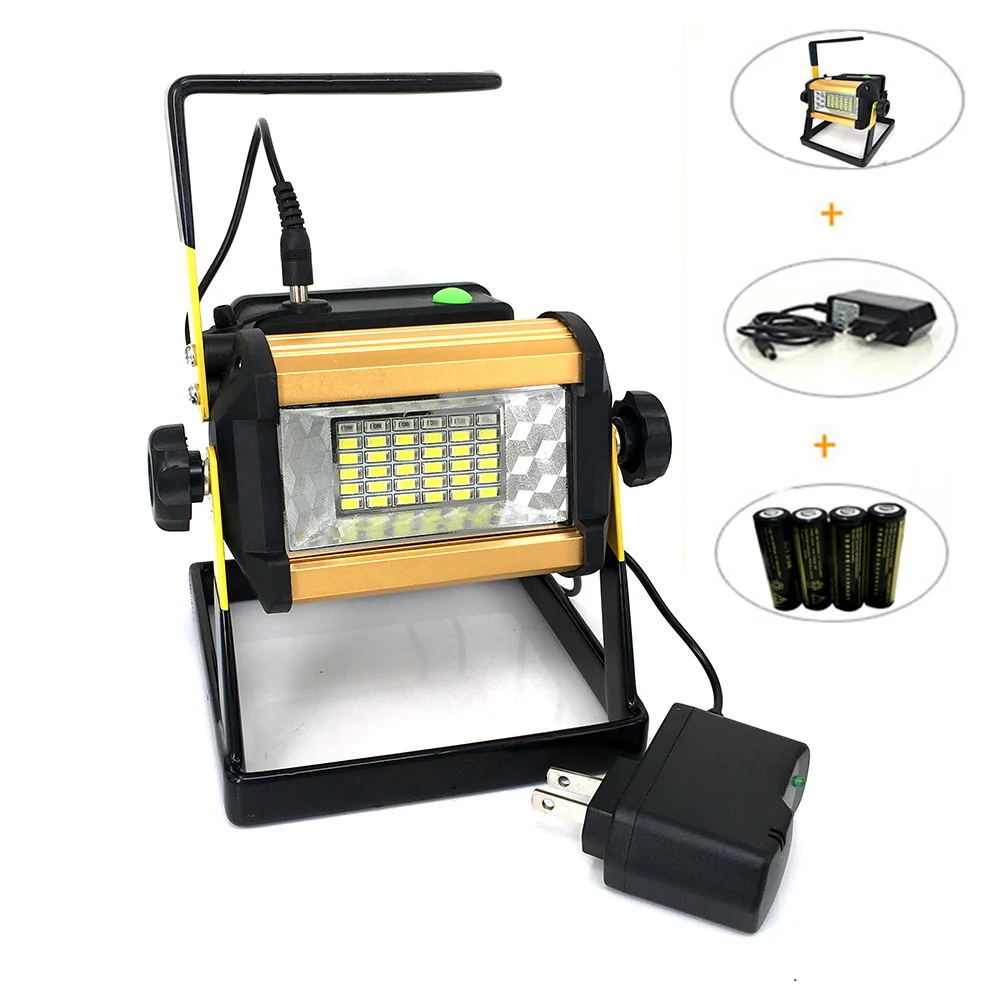 

50W Floodlights Rechargeable 36LED Light Lamp Red/White/Blue Light for Outdoor Camping Work Light with 4pcs 18650 Battery