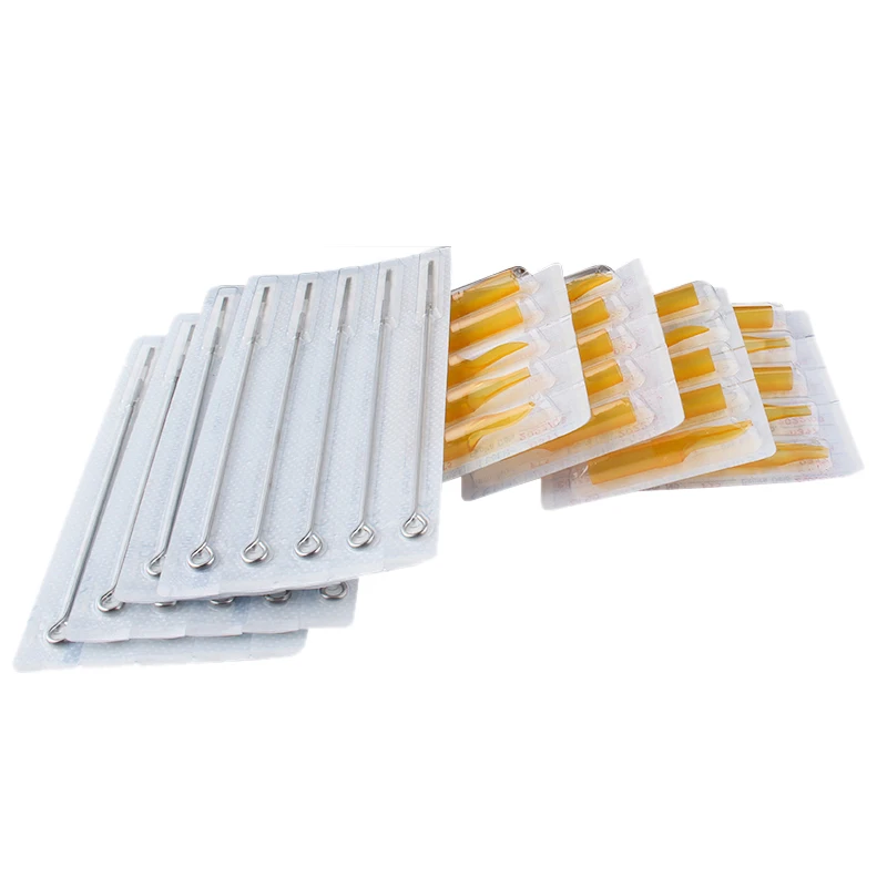20Pcs Stainless Steel Tattoo Needles Set With 20Pcs Disposable Tattoo Tips Tubes Set Sterile Nozzle Semi-Permanent Rl/Rt