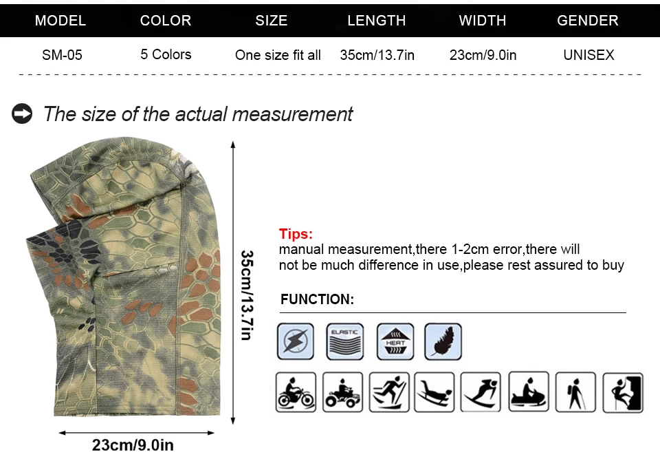Камуфляжная мотоциклетная Балаклава, Военная Тактическая Маска для всего лица, Байкерская маска для пейнтбола, охоты, рыбалки, армейский велосипедный шлем, лайнер, шапка