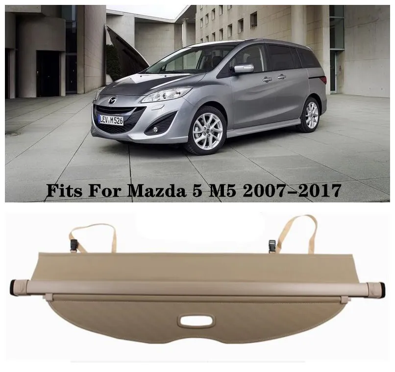 

High Qualit Car Rear Trunk Cargo Cover Security Shield Screen shade Fits For Mazda 5 M5 2007-2017(black, beige)