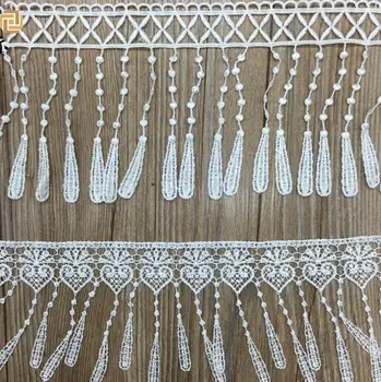 

15Yards African Cord Lace Tassel Lace Trim Wedding Dress Ribbon Embroidered Applique DIY Clothing Accessories Sewing Craft