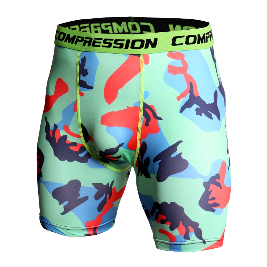 Men Compression Under Layer Short Pants Fashion 3D Print Camouflage Athletic Tights Shorts Bottoms Skinny Shorts Men Bottom casual shorts