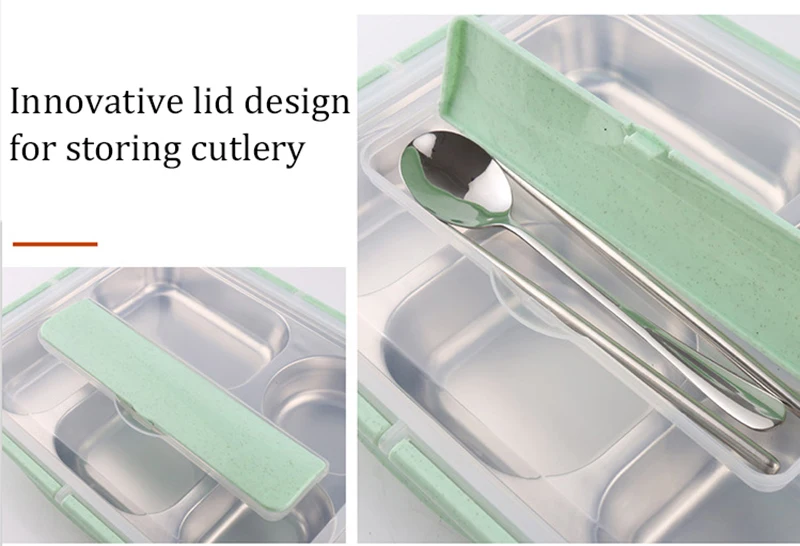 TUUTH 304 Stainless Steel 3 Grids Lunch Box Water Injection Insulation Portable Food Container Box For Kids Picnic Office Worker School B10