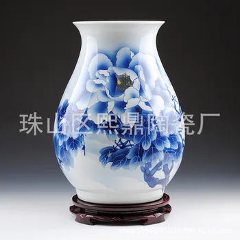 

Jingdezhen Ceramic vase painted peony Blossoming fu masters cylinder buyers collection certificate ceramic ornaments