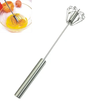 

Whisk Stirrer Mixing Mixer Foamer Egg Beater Hand Rotate Stainless Kitchen Tool