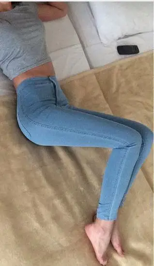 

2017 Slim Jeans For Women High Waist Blue Denim Full Length Women Pencil Pants Jeans Casual Clothing