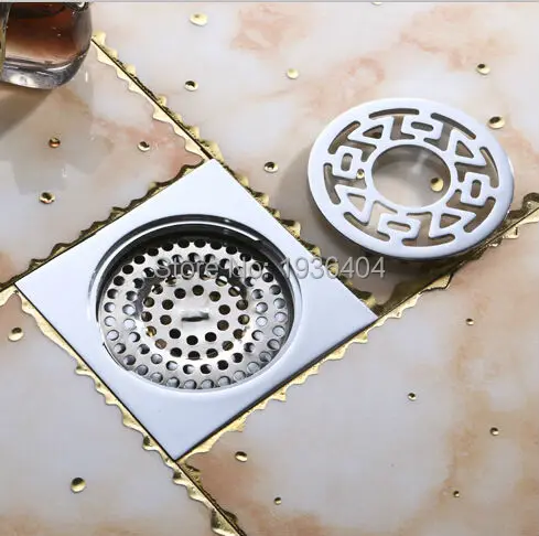 

10*10 4" High Quality Chrome Copper Washing Machine Drain Double Use Bathroom Accessories Anti-Odor Square Waste Drainer FD612