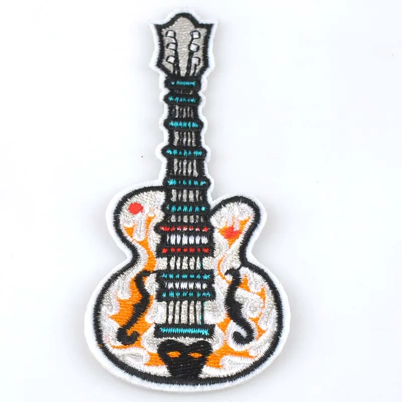 2Pcs guitar patches Embroidered iron on patch for clothing Jacket