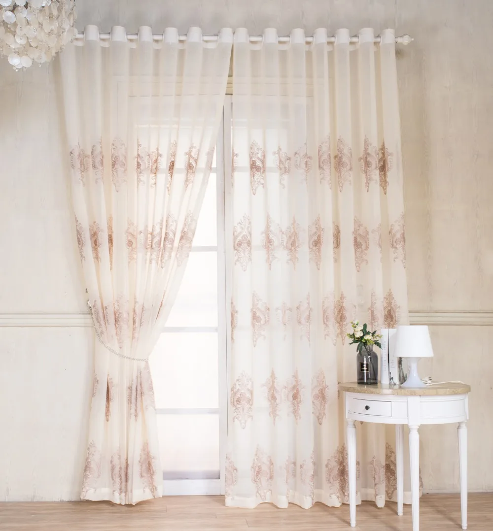 

2018 New Europe Style Design Embroidery pattern high quality Curtain Tulle Fabrics for Bedroom Window