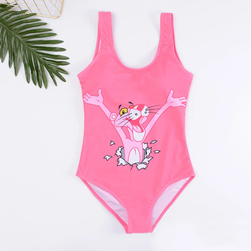 Bikinis 2019 Woman Pink Panther One Piece Swimsuit Push Up Sexy Swimwear Women High Waist Bathing Suit Plus Size Swimsuit Bikini-2
