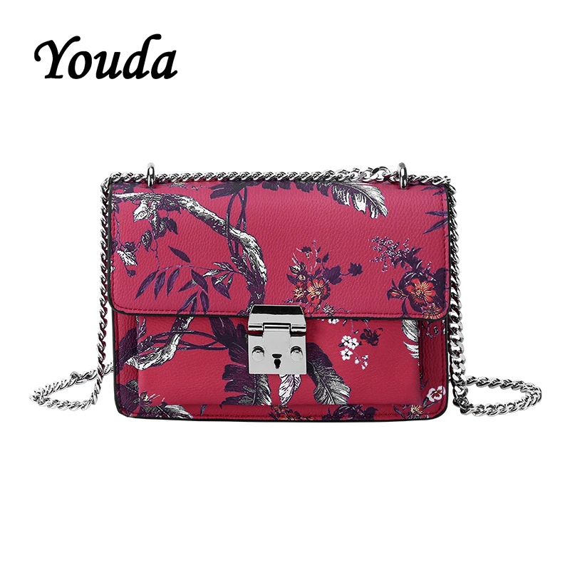 

Youda Original Fashion Ladies Simple Flip Shoulder Bag Traditional Chinese Style Flower Print Messenger Bags Mobile Phone Packet