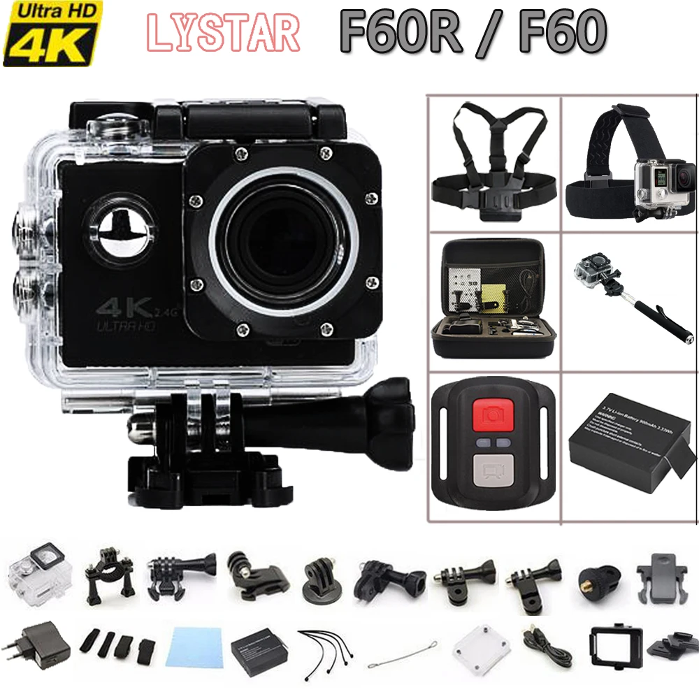 F60 / F60R Remote Action camera Allwinner V3 4K WiFi 2.0 LCD 170D lens Helmet Extreme Cam go waterproof pro camera 1080P/60fps