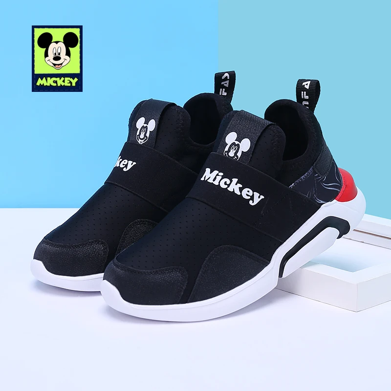 

Disney toddlers Shoes Spring kids Sneakers comfortable Footwears Black while leather boy girl Cute Kids 2019 New Fashion Trainer