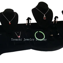 EMS Набор для демонстрации ювелирных изделий ожерелье держатель черный бархат лотки шоу Органайзер чехол подставка для серег ожерелье модель