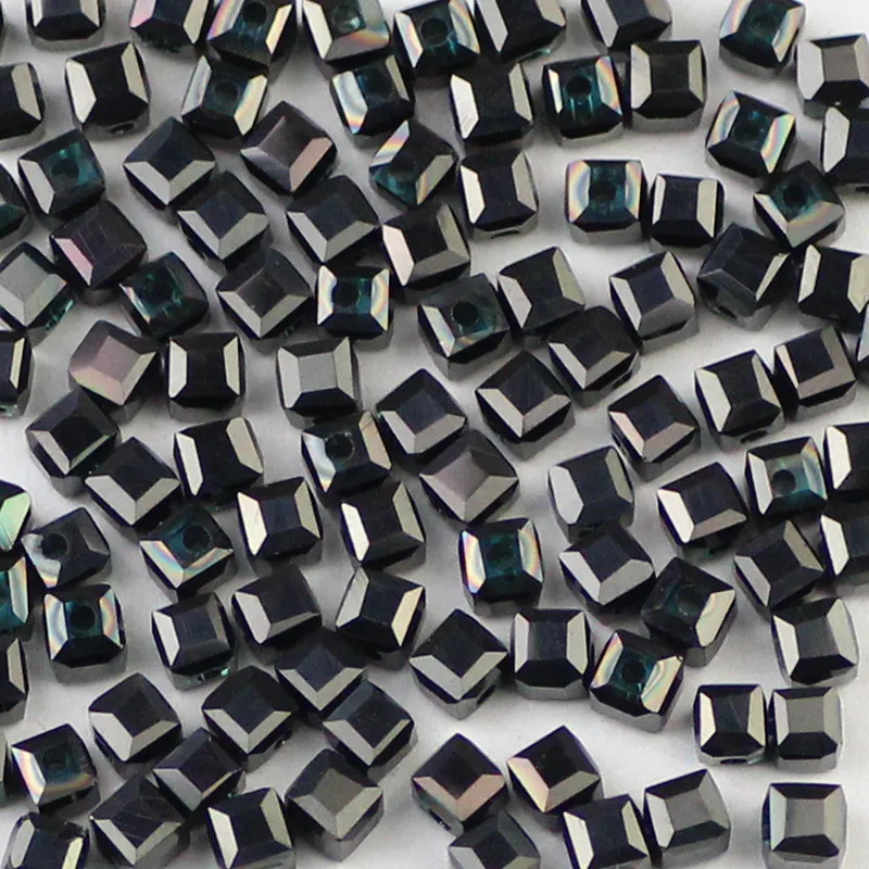 BTFBES квадратной формы Австрийские акриловые бусины квадрат 3 мм 100 шт стеклянные бусины для рукоделия детей - Цвет: FK3102 Black gray