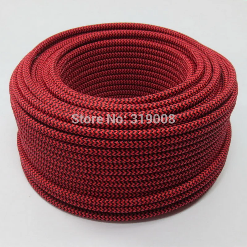 

2 core red/black stripe power electric wire textile braided cable light cord