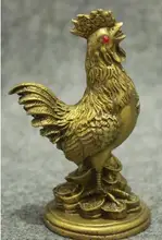 Folk Chinês Bronze Animais Escultura Riqueza YuanBao Coin Fu Galo Estátua Do Jardim de Bronze de cobre Decoração de Bronze real(China)