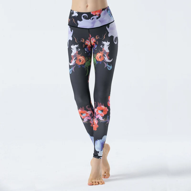 

Blossoms Tight Sexy Women Yoga flower printed Pants High Waist Stretchy Compression Sport Tights Sportswear Sport Leggings