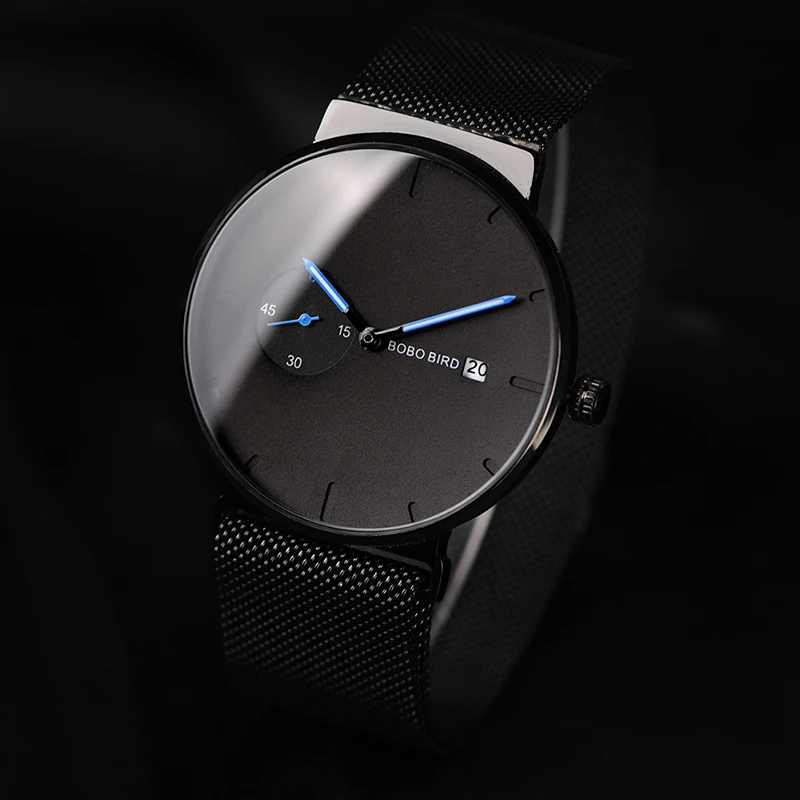 relogio masculino BOBO BIRD Men Watch Adjustable Stainless Steel Band Auto Date Wristwatches Timepieces Accept Logo V-R18