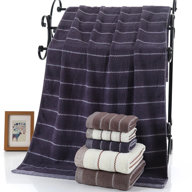 New 70x140cm Striped Bath Towel Set for men and women Soft 100 Cotton