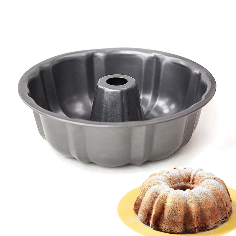 

9" Nonstick Bakeware Fluted Cake Pan For Bread Sponge Cream Cake Mold Round Fluted Tube Floral Metal Baking Pans