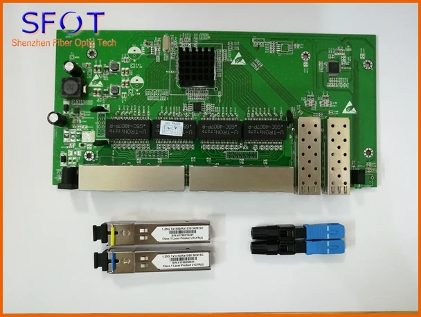 

2 Ports SFP+8 Ports RJ45 POE reverse Switch board, with manageable, together with SFP SC port 3km and SC/UPC fast connector