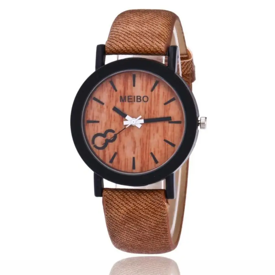 

2019 Modeling Wooden Quartz Mens Watch Casual Wooden Color Leather Watch Analog Quartz Wrist Watch Bracelet for dropshipping