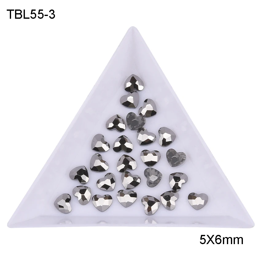 10 шт плоские кристаллы для ногтей в форме сердца, стеклянные камни, Стразы для ногтей, амулеты для дизайна ногтей, dekor 6 мм, 10 цветов на выбор, TBL55 - Цвет: TBL55-3
