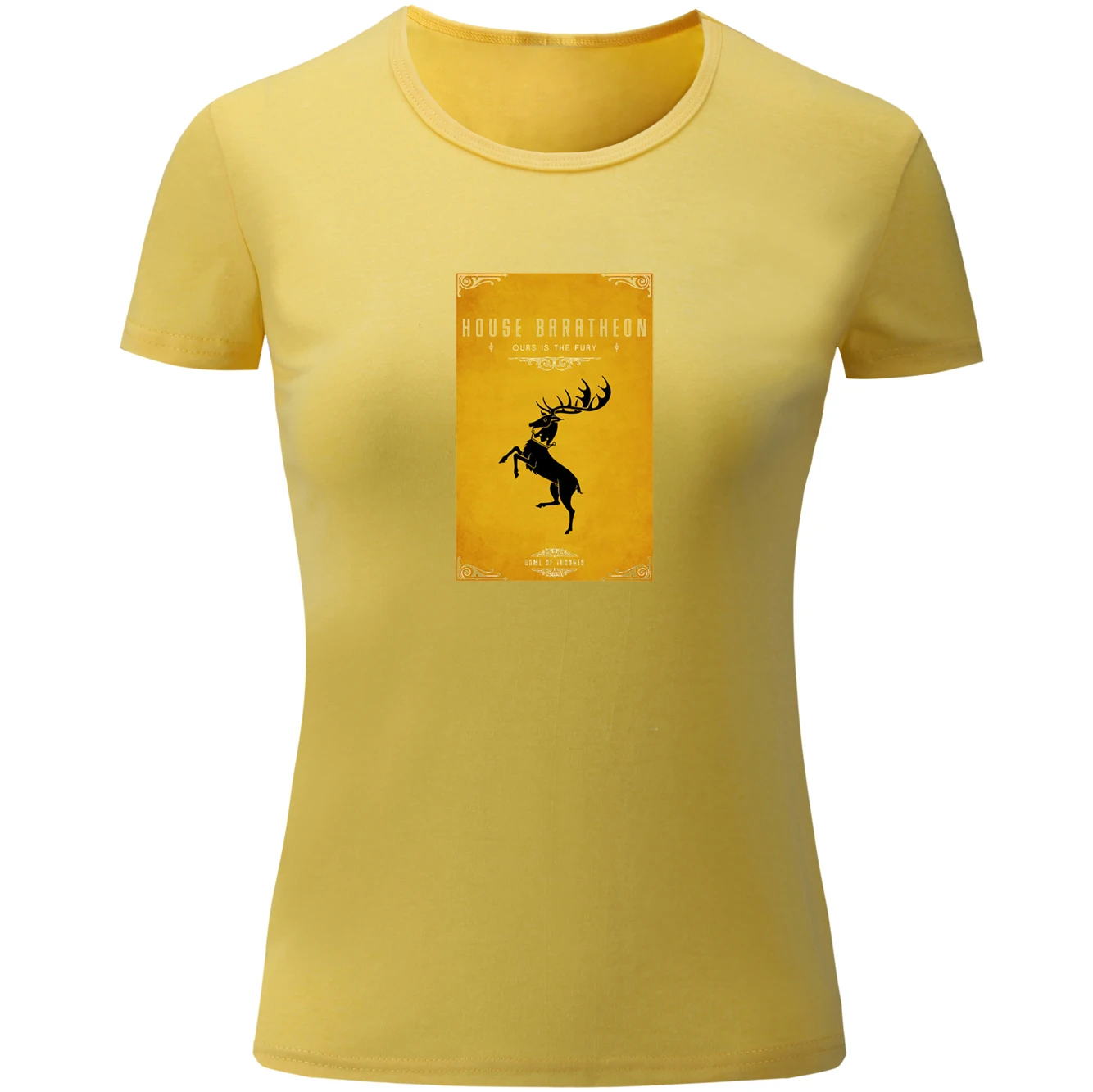 Женская футболка с надписью Baratheon Ours is the Fury|t shirt women|short t shirtshort shirts womens |
