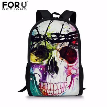 

FORUDESIGNS School Bags for Children Cool Skull Brand Designer Men's Bags School Backpack for Teenage Boys Kids School Bags Bag