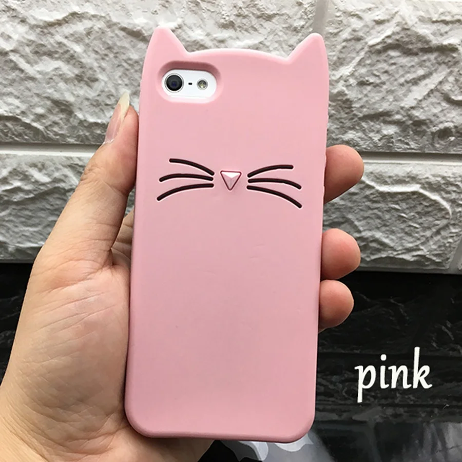 5 s funda para iphone 5 5s lindo silicona 3D brillo suave TPU gato casos de teléfono para apple iphone 5s Fundas coque para la muchacha