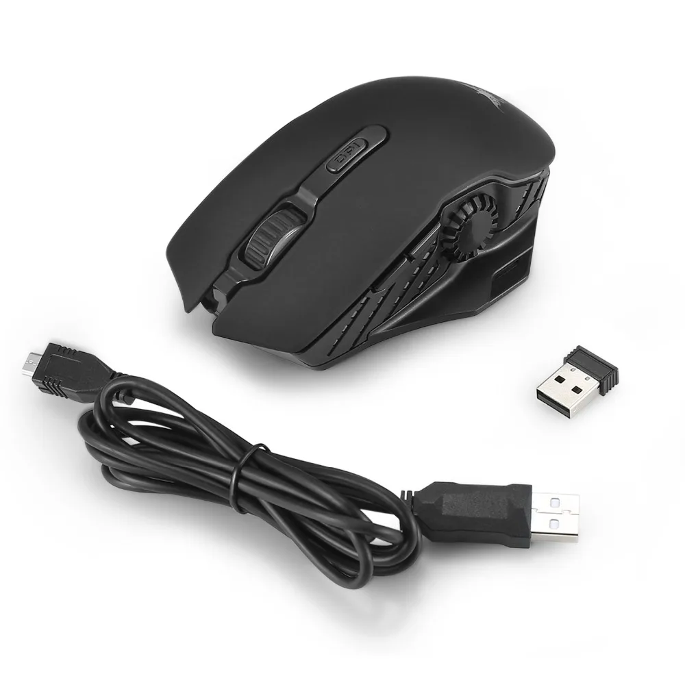 

COMBATERWING - New Rechargeable 2.4G Wireless Wired Gaming Mouse Optical Mice 6 Button Adjustable 6000DPI for PC Mac Laptop LOL